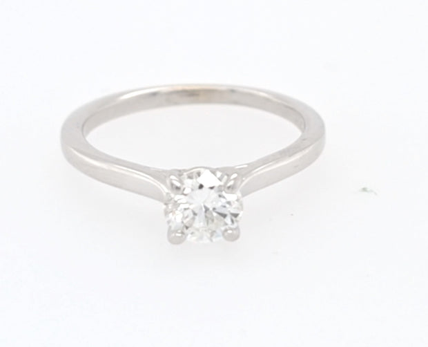 Estate 14K White Gold Solitaire Round Brilliant- Cut  Diamond Engagemen