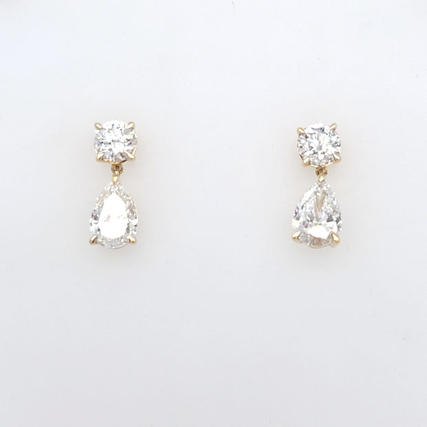 14K Yellow Gold Lab Grown Diamond Drop Earrings