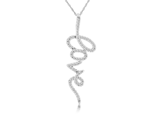 14K White Gold Diamond Love Fashion Pendant