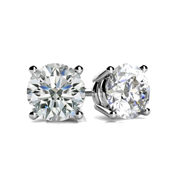 14K White Gold Diamond Stud Earrings .53 TWT