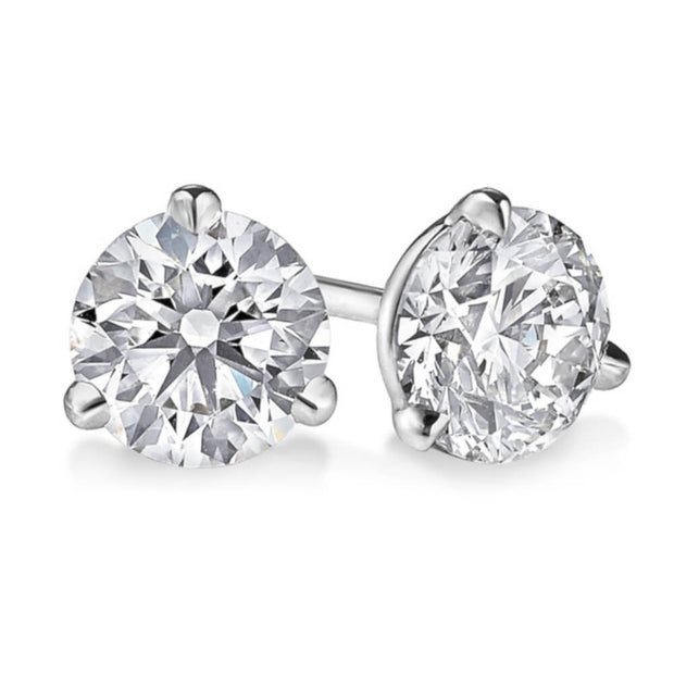 14K White Gold Diamond Stud Earrings