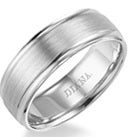 14K White Gold Comfort Fit Goldman Luxe Wedding Band Featuring Satin Finish Center And Polished Edge