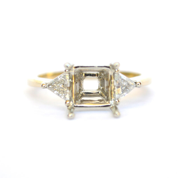 14k Two Tone Private Label Three Stone  Diamond Engagement  Ring