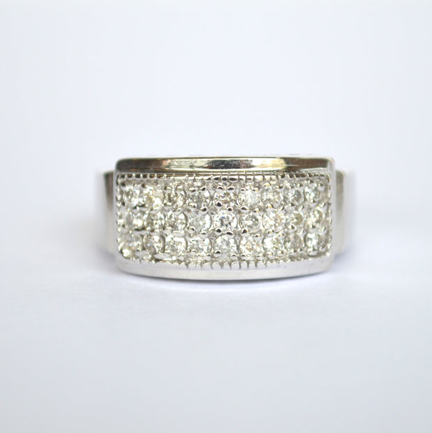 14K White Gold Estate Diamond Wedding Band