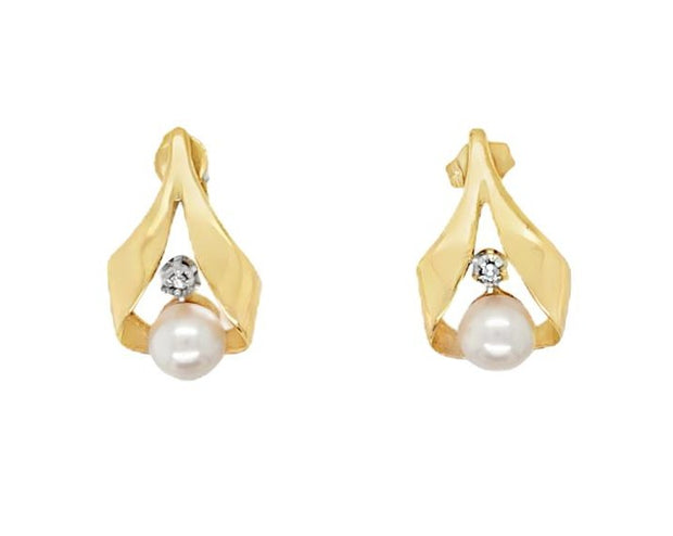 Estate Pearl and Diamond Earrings