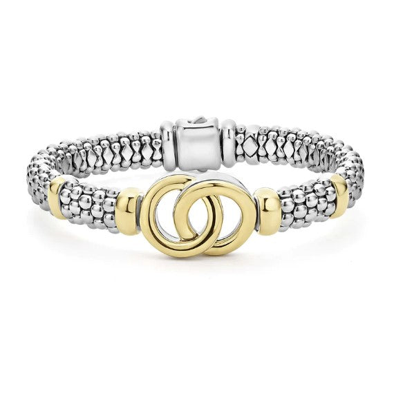 Lagos Sterling Silver & 18K Caviar Interlock Bracelet