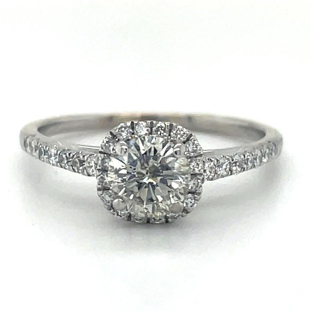 18K White Gold Diamond Halo Engagement Ring