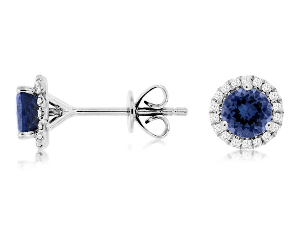 14K White Gold Tanzanite and Diamond Earrings