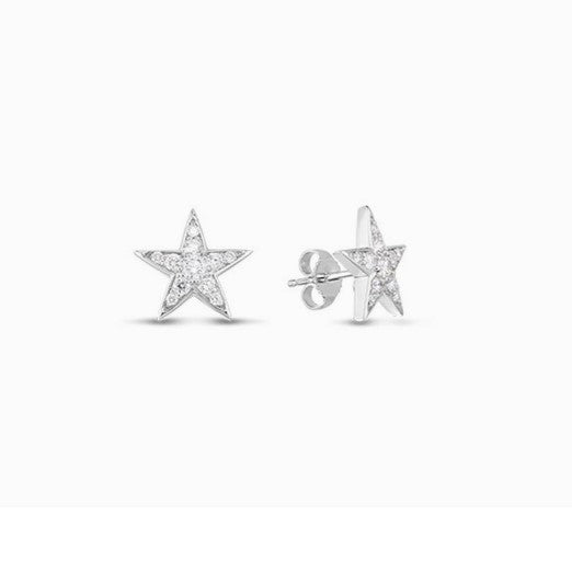 Roberto Coin 18K White Gold Star Diamond Earrings