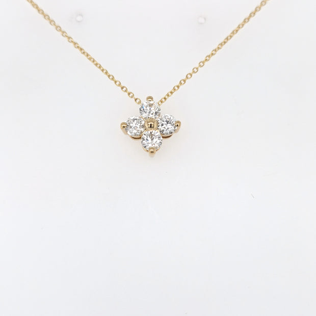 14K Yellow Gold Diamond Cluster Pendant