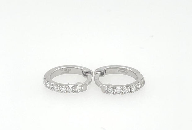 14K White Gold Diamond Hoop Earrings