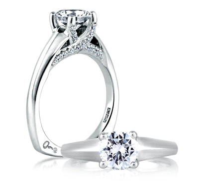 18K White Gold Knife Edge Diamond Engagement Ring