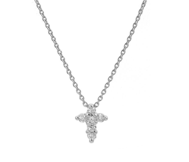 18k White Gold Roberto Coin Diamond Cross Pendant