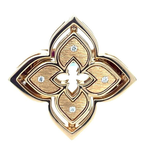 Roberto Coin 18K ROSE GOLD VENETIAN PRINCESS PIROUETTE DIAMOND & MOTHER OF PEARL FLOWER RING