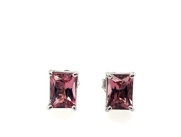 14K Pink Tourmaline Stud Earrings