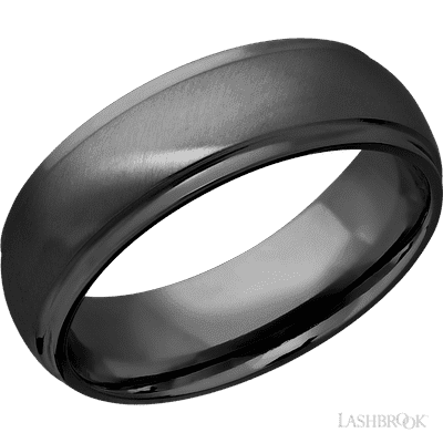 Lashbrook 7 Mm Wide Domed Stepped Down Edges Zirconium Band