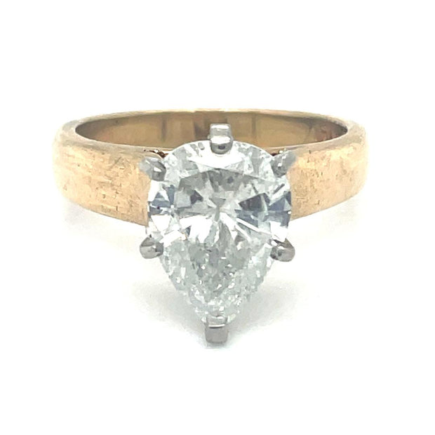 14K Two-Tone Pear Shaped Solitaire Engagement Ring