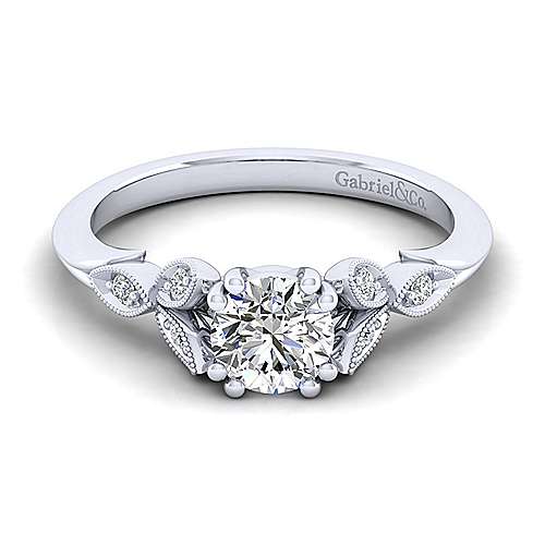 4k White Gold Gabriel & Co. Diamond Engagement Ring