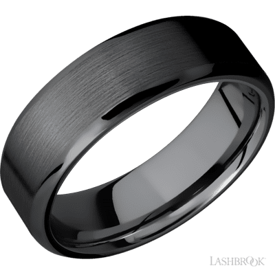 7 Mm Wide Beveled Zirconium Band Featuring A Tantalum Sleeve