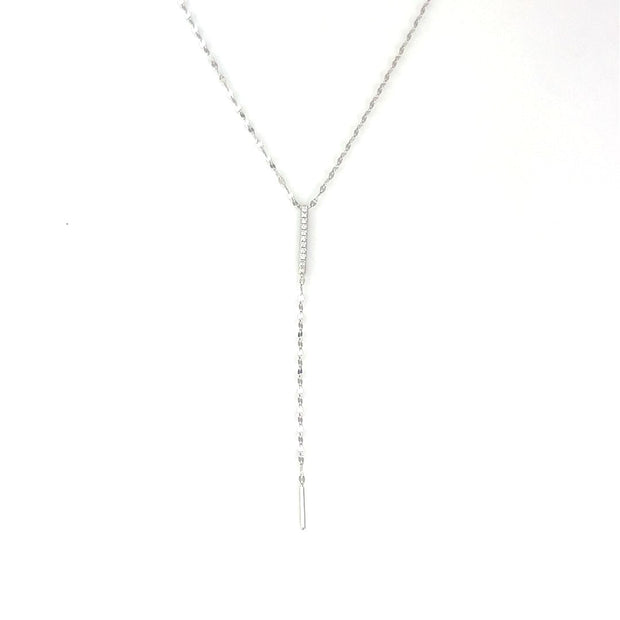 14K White Gold Fancy Link Diamond  Y Necklace
