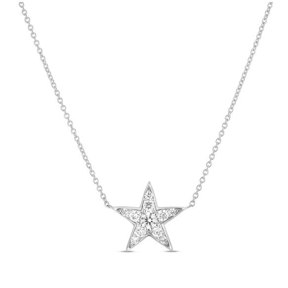 Roberto Coin18K WHITE GOLD TINY TREASURE DIAMOND 5 POINT STAR NECKLACE