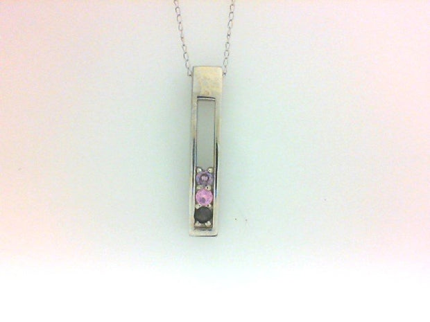 14K White Gold Mother's Pendant Necklace