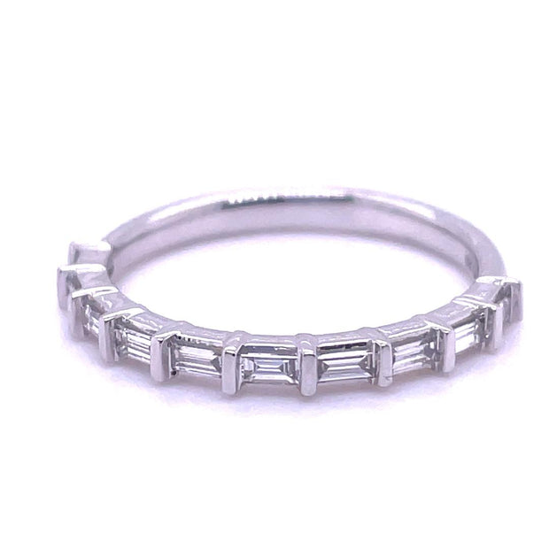 14k White Gold Bar Set Diamond Wedding Band