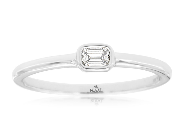 14K White Gold Diamond Bezel Set Solitaire Ring