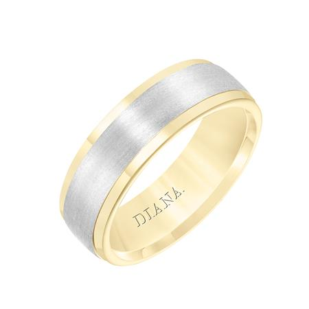 14K Two-Tone Comfort Fit Goldman Luxe Wedding Band Featuring Rolled Edge