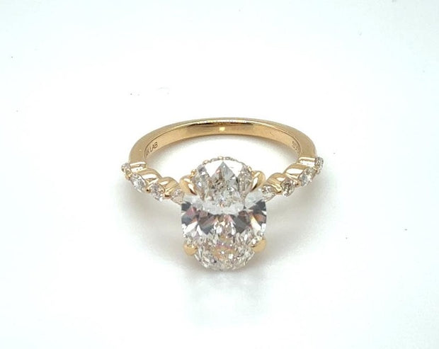 14K Yellow Gold Oval Diamond Engagement Ring