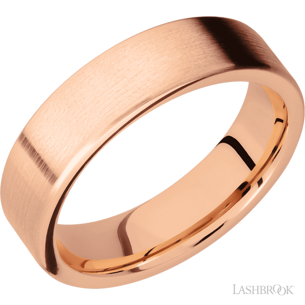 Lashbrook 6 Mm Wide Flat 14K Rose Gold Band. Finish Ssatin.