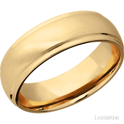 Lashbrook 7 Mm Wide Domed Stepped Down Edges 14K Yellow Gold Band