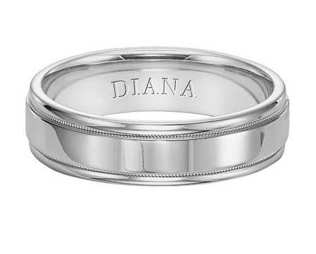 14K White Gold Comfort Fit Goldman Luxe Wedding Band With Milgrain Detail