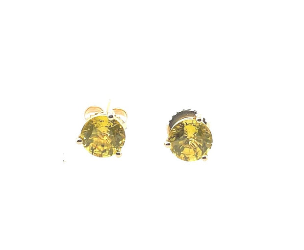 14K Yellow Sapphire Round Stud Earrings