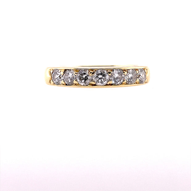 18K Yellow Gold Seven Stone Diamond Wedding Band