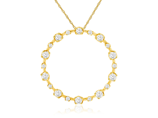 14K Yellow Gold Diamond Circle Pendant