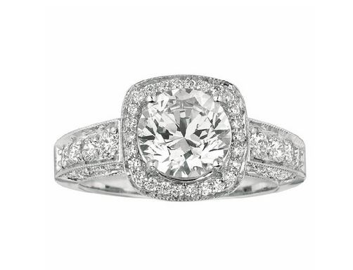 14K White Gold Martin Flyer HaloDiamond Engagement Ring