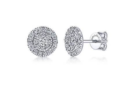 14K White Gold Gabriel & Co. Diamond Cluster Earrings