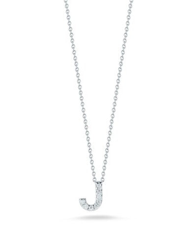 Roberto Coin 18K WHITE GOLD TINY TREASURES DIAMOND LOVE LETTER “J” NECKLACE