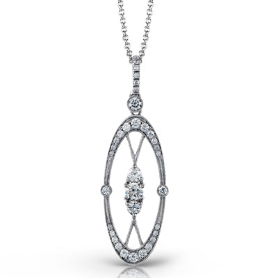 18k White Gold Simon G Diamond Pendant