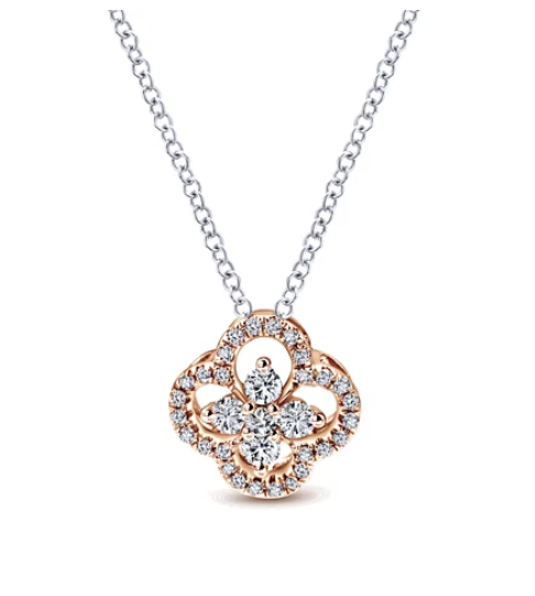 Gabriel & Co. 14K White and Rose Gold Diamond Pendant
