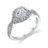 14k White Gold Sylvie Collection Diamond Engagement  Ring