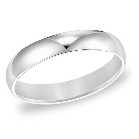 14K White Gold Low-Dome, Comfort Fit Band, 5 mm, Size 10