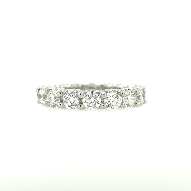 14K White Gold Eternity Wedding Band Size 6.5 With 17=3.99Tw Round Diamonds