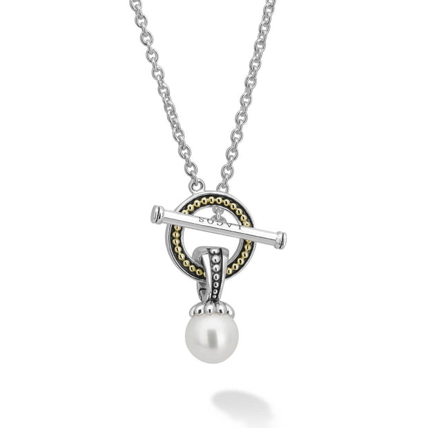 Lagos Luna Sterling Silver & 18K Yellow Gold Toggle Pearl Pendant