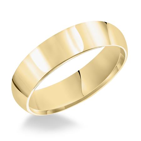 14K Yellow Gold Comfort Fit Domed Goldman Luxe High Polish Wedding Band