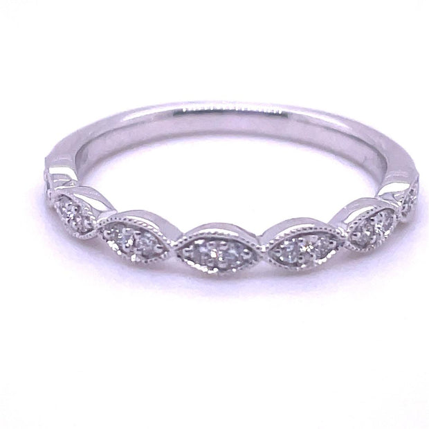 14k White Gold and Diamond Wedding Band