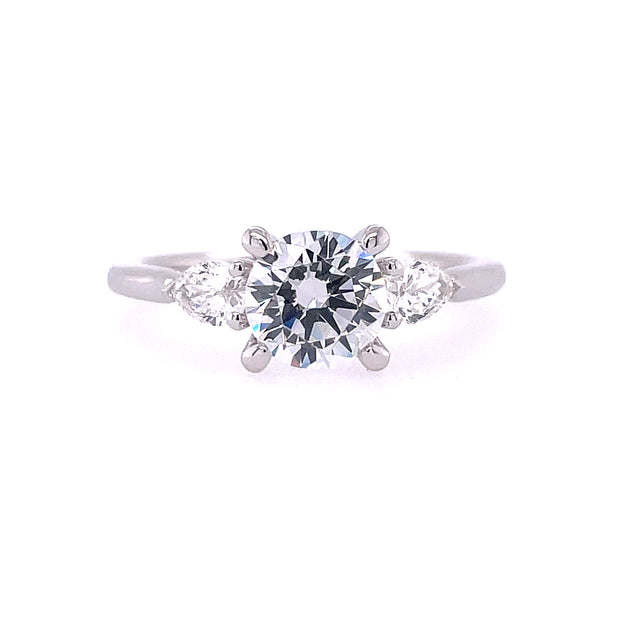 14K White Gold Gabriel & Co. Three Stone Diamond Engagement Ring
