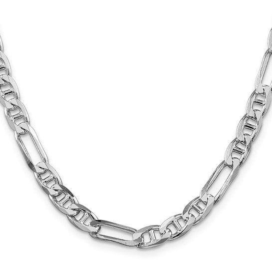 Sterling Silver Rhodium Plated Figaro Anchor Chain