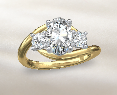 Gabriel & Co 14K Two-Tone White Yellow Gold Engagement Ring Mounting